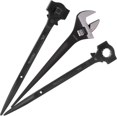 Spud Wrench Set - Steigersleutel Dopsleutel - Gaten Uitlijnen - Flex-drive Ratel - 3 Delig - Zwart