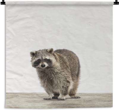 Wandkleed Animalprintshop - Wasbeer dierenprint kinderkamer Wandkleed katoen 180x180 cm - Wandtapijt met foto