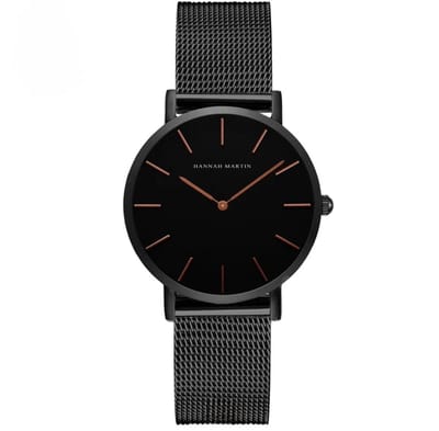 Hannah Martin Elegante Horloge | Zwart | Rose Wijzerplaat | Borasi | Dames Horloges | Vrouwen Horloges | Best Verkochte Horloges | Leuke Cadeau | Cadeau Voor Haar |