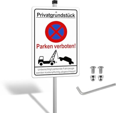 Privéparkeerplaatsbord met U-vormige palen - Aluminium Verbodsbord 20 x 30 cm