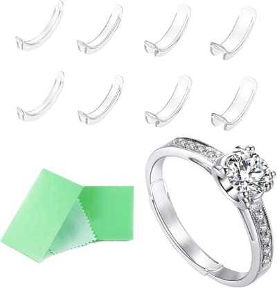 ComfiCare® Ringverkleiner – Ringverkleiner onzichtbaar - Ring verkleinen - Ringverkleiner gouden ring - Ring adjuster - Ringverkleiner transparant - Ring verkleiners - Ring size adjuster - Ring kleiner maken - 8 delig set