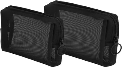 2-delige Mesh Cosmetica Tas met Rits - Kleine Make-up Tas voor Dames, Toilettas en Reisaccessoires in Zwart, Perfect voor Make-up en Organisatie