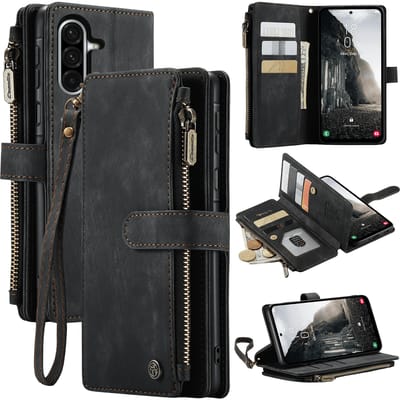 Caseme Samsung Galaxy A57 Vintage Wallet Hoesje Zwart