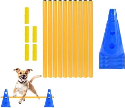 Honden Behendigheidsparcours - Honden Trainingsset - Hondentraining Buiten - Dynamische Parcoursen - 47 x 22 x 14 cm - Blauw