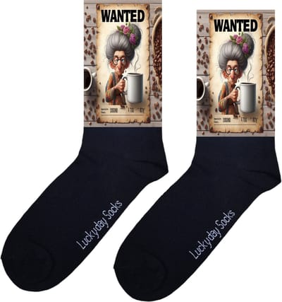 Wanted - Liefste Oma - Oma - Hou van je - Verjaardag - Oma cadeau - Grootmoeder Sokken met tekst - Cadeau voor vrouw en man - Sokken kado- Verjaardags cadeau voor hem en haar - Moederdag - LuckyDay Socks - Maat 37-44