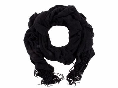 sjaal dames - zwart - gebreid - met ruches - licht maar warm -180cm x 35cm