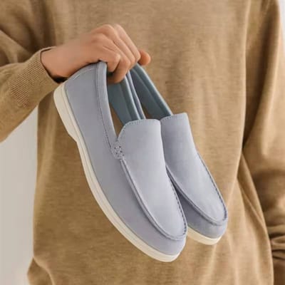 Heren Platte Loafers 2025 Mat Suede Platte Schoenen Comfortabele Antislip Mode Loafers Lichtgewicht Trendy Outdoor Casual Schoenen 47 blauw