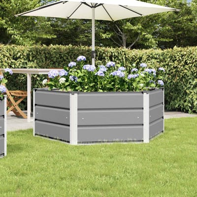 vidaXL - Plantenbak - Lichtgrijs - 129 - x - 129 - x - 45 - cm - Staal