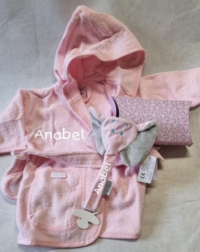 Kraamcadeau-Babybadjas-Gepersonaliseerd-Slabbetje--Speendoek-Olifant-cadeau set-Geboorte pakket-Kraamcadeau - Baby shower