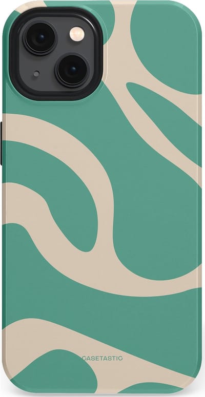 Casetastic hoesje geschikt voor Apple iPhone 13 - MagSafe - Dubbellaagse bescherming - Zand Groene Vlaktes - Fashion Case - Saliegroen Zand