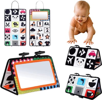 Velours Max® - Kijk en Knisperboekje Baby - Knisperboekje - Baby - Tummy Time - Visuele en Motorische Ontwikkeling - Zelfbewustzijn Baby - Educatief Speelgoed - Montessori Speelgoed - Baby Speelgoed - Speelgoed 1 Jaar - Speelgoed 2 Jaar