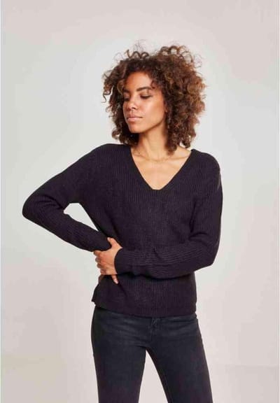 Urban Classics - Back Lace Up Sweater/trui - XS - Zwart