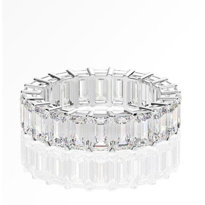 Bague de fiançailles en or blanc avec pierre précieuse en moissanite synthétique en argent sterling 925 de luxe 6 blanc
