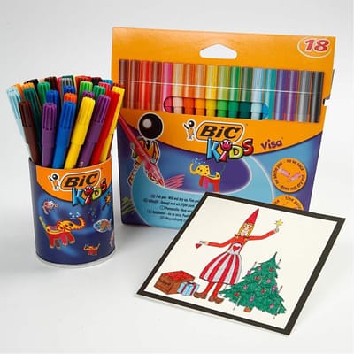 BIC Visa Fijne Kleurstiften, lijndikte 1,6 mm, diverse kleuren, 18 stuk