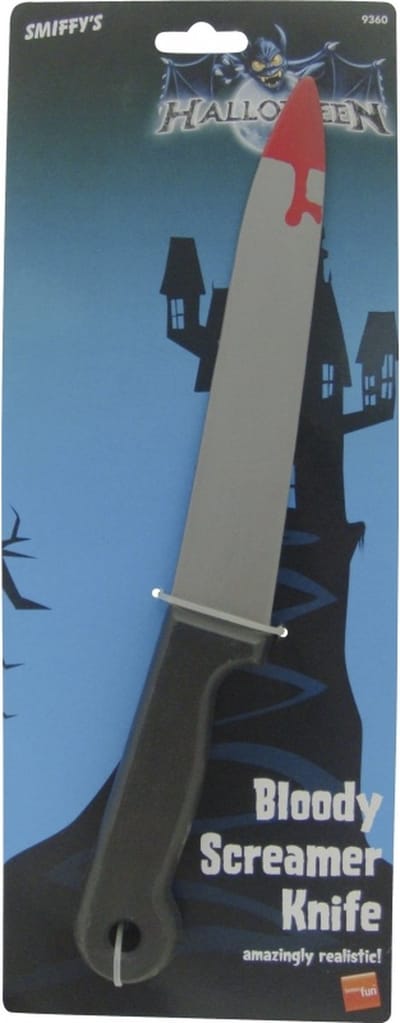 Scream Horror thema verkleed mes/dolk met bloed 33 cm - Wapens voor Halloween