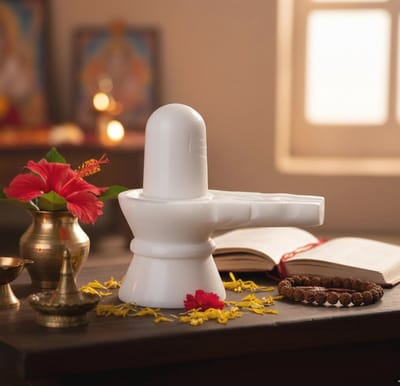 Witte Marmeren Shiva Lingam Beeldje voor Tempels en Cadeaus