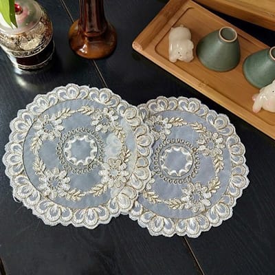 Europese Placemat Onderzetter Kantborduurwerk Tafelmat Koffie Thee Lamp Massief Houten Meubels Antislip Pad Sieraden Doek Kerst 20x20cm