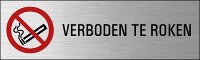 Verboden te roken deurbordje met zelfklevende strip