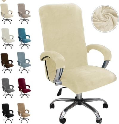 Stijlvolle en Comfortabele Stoelhoes voor Bureaustoelen met Armleuningen - Verstelbare en Verwijderbare Stretch Covers voor Gaming en Kantoorstoelen (Beige, X-Large)