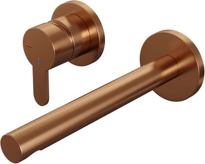 Brauer Copper Edition inbouw wastafelmengkraan met rechte uitloop en rozetten model D2 koper geborsteld PVD