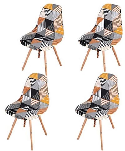 Scandinavische eetkamerstoelhoezen, universele stretch hoezen, armloos, wasbaar voor keuken en woonkamer (set van 4, gestreepte driehoek)
