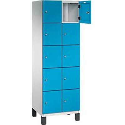 C+P Cambio lockerkast, 2 vakken, 10 vakken, op poten, B 600 x D 525 x H 1980 mm, lichtgrijs/lichtblauw
