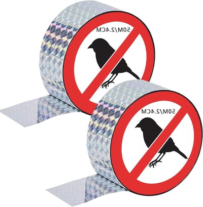 Allecto Plus - Reflecterende vogelafschrikbanden voor duiven, grackles, spechten, ganzen, reigers, merels (2 stuks, 50m)