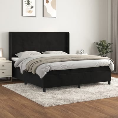vidaXL - Boxspring - met - matras - fluweel - zwart - 180x200 - cm