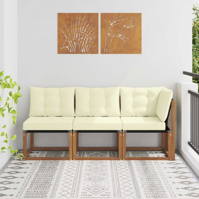 vidaXL - 3 - st - Outdoor - Midden- - en - Hoekbank - Naturel
