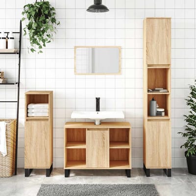 vidaXL - Badkamerkast - 80x33x60 - cm - bewerkt - hout - sonoma - eikenkleurig