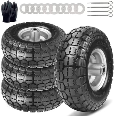 Steekwagenwielen Massief Rubber - Reservewielen Bolderkar - Materiaal Transport - Explosiebestendig Onderhoudsvrij - 260 x 85 mm - Zwart