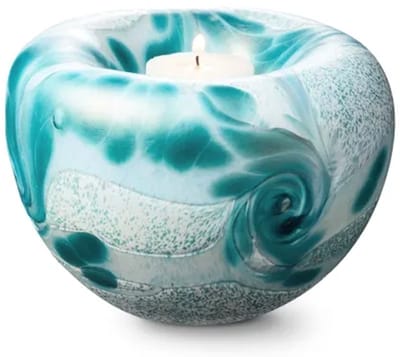 Urn van Glas As-in-glas Mini Glasobject Keepsake Gedenkobject Tealight Waxinelicht waxinelichthouder Urn Glazen Kunst As Mint Opaque E01T-0.5M