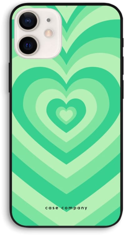 Case Company® - Hoesje geschikt voor iPhone 12 hoesje - Hart Groen - Biologisch Afbreekbaar Telefoonhoesje - Bescherming alle Kanten en Schermrand