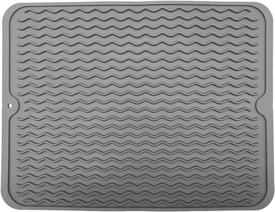 siliconen afvoermatten 30 x 40 cm inklapbare afvoerbordmat, antislip hittebestendige mat voor keukentafel, grijs