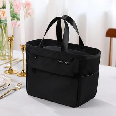 Boîte à lunch Bento isolée Sac thermique Grande capacité Sacs de rangement à fermeture éclair pour aliments Contenant pour femmes Glacière Sacs à main de voyage Pique-nique Utilisation pratique