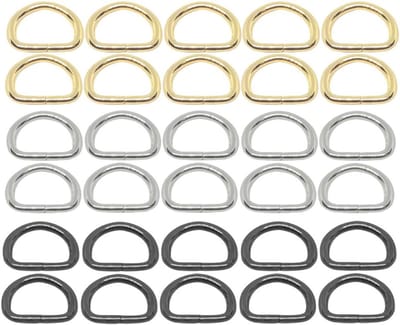 30 Stuks 25mm D-Ringen voor Naaiaccessoires - Halfronde Metalen D-Ringen voor Rugzakken en Riemen, Kleurmix, Ideaal voor Handwerk en DIY Projecten