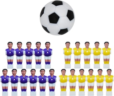 Tafelvoetbalspel Spelers - Voetbal Poppetjes - Spelplezier Thuis - Set van 22 poppen - 36mm voetbal - Geel Paars