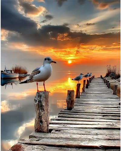 Dailygoods- Schilderen op Nummer Volwassenen - Natuurlijk Landschap - Zonsondergang - Doe-Het-Zelf Set - Acrylverf en Penselen - Eenvoudig voor Beginners - Doe-het-zelf Schilderij