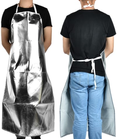 Dailygoods- Hittebestendig Schort 1000 °C - Aluminiumfolie Schort - Vuurvast Schort - Hoge Temperatuur Werkschort - Comfortabel en Duurzaam - Slijtvast en Warmte-isolerend - Grillschort