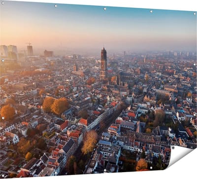 Gards Tuinposter Utrecht vanuit de Lucht - 160x120 cm - Tuindoek - Tuindecoratie - Wanddecoratie buiten - Tuinschilderij