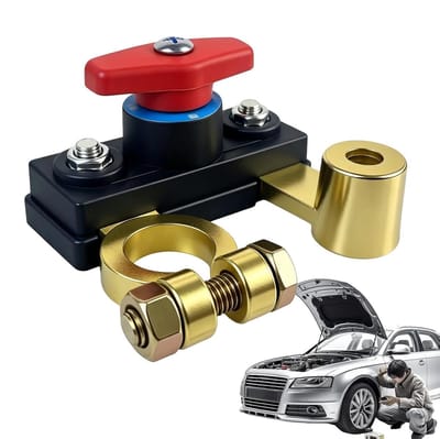 Accu Scheidingsschakelaar - Hoofdschakelaar Batterij - Voertuig Onderhoud - Zuiver Koperen Geleider - 7.1 x 6.2 x 4.5 cm - Zilver