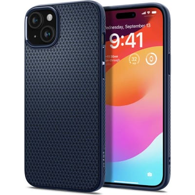 Spigen Liquid Air Hoesje voor de Apple iPhone 15 - Back Cover Flexibel TPU Blauw