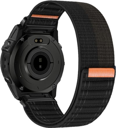 Stravo Nylon Sportbandje met Klittenbandsluiting – QuickFit 20mm Garmin Horlogeband – Geschikt voor Garmin Fenix 5s - Plus & Sapphire - Fenix 6s - Pro & Sapphire - Fenix 7s / Fenix 8 - 43mm - Pro & Sapphire - Epix Pro (Gen 2) 42mm – Zwart