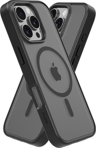 IYUPP Hoesje Geschikt voor iPhone 16 Pro Hoesje - Geschikt voor MagSafe - Shockproof Back Cover - Mat Zwart Transparant