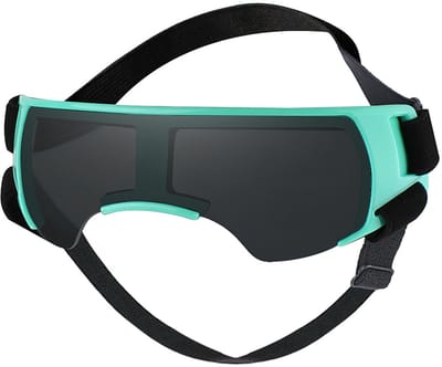 Zonnebril voor kleine honden, UV-bescherming, wind- en stofdicht, geschikt voor buitenactiviteiten zoals autorijden en motorrijden, met verstelbare band, blauw.