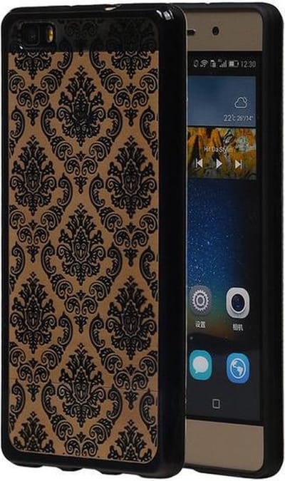 Zwart Brocant TPU back case cover hoesje voor Huawei P8 Lite