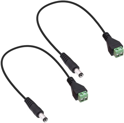 Screw Clamp Adapter Power Extension Kabel voor CCTV Beveiligingscamera's - 27cm - 2 Stuks - Solderless Connector, Vervangingskabel, DC 5.5mm x 2.1mm