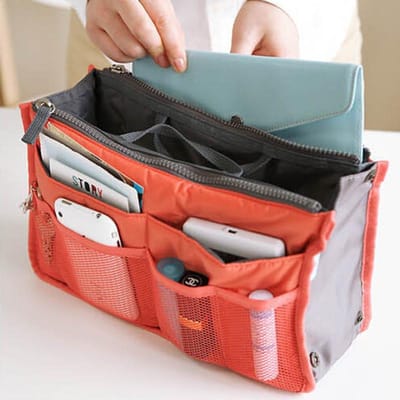 Nylon Cosmetische Tassen Voor Vrouwen Tote Inzet Dubbele Rits Make-up Tas Toiletartikelen Opbergtas Meisje Buiten Reizen Make-up Organizer