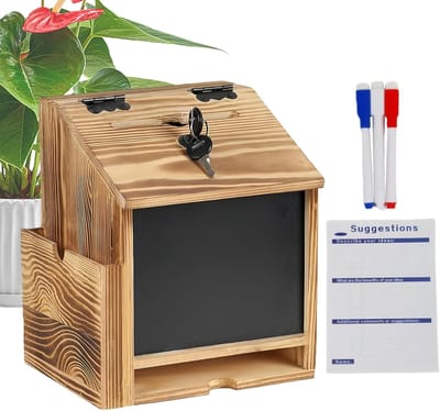 Suggestiebus Houten Kluis - Donatie Emmer Inzamelbox - Geldopslag Veilig - Wandgemonteerd Slot - 223B x 191D cm