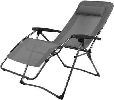 Tuinstoel met Voetsteun - Relaxstoel Ligstoel - Buiten Ontspannen - Zero Gravity Effect - 120 kg - Grijs